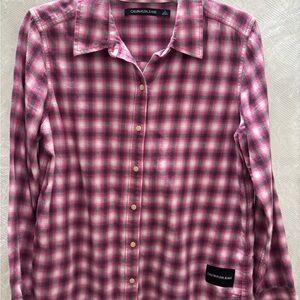 Calvin Klein Jeans Pink Plaid Button-Down Shirt